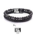 Personalize Men Photo Bracelets with Beads 2 Names Color B