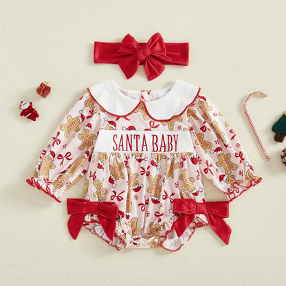 Baby Girl Christmas Gingerbread Outfit Red / 6-12 Months / United States