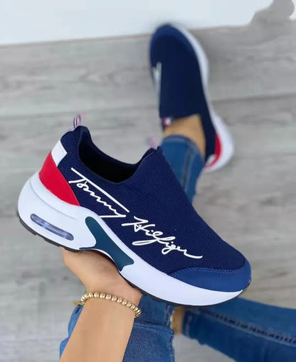 Casual Breathable Wedges Ladies Walking Sneakers Flat Women Shoes Red / 6