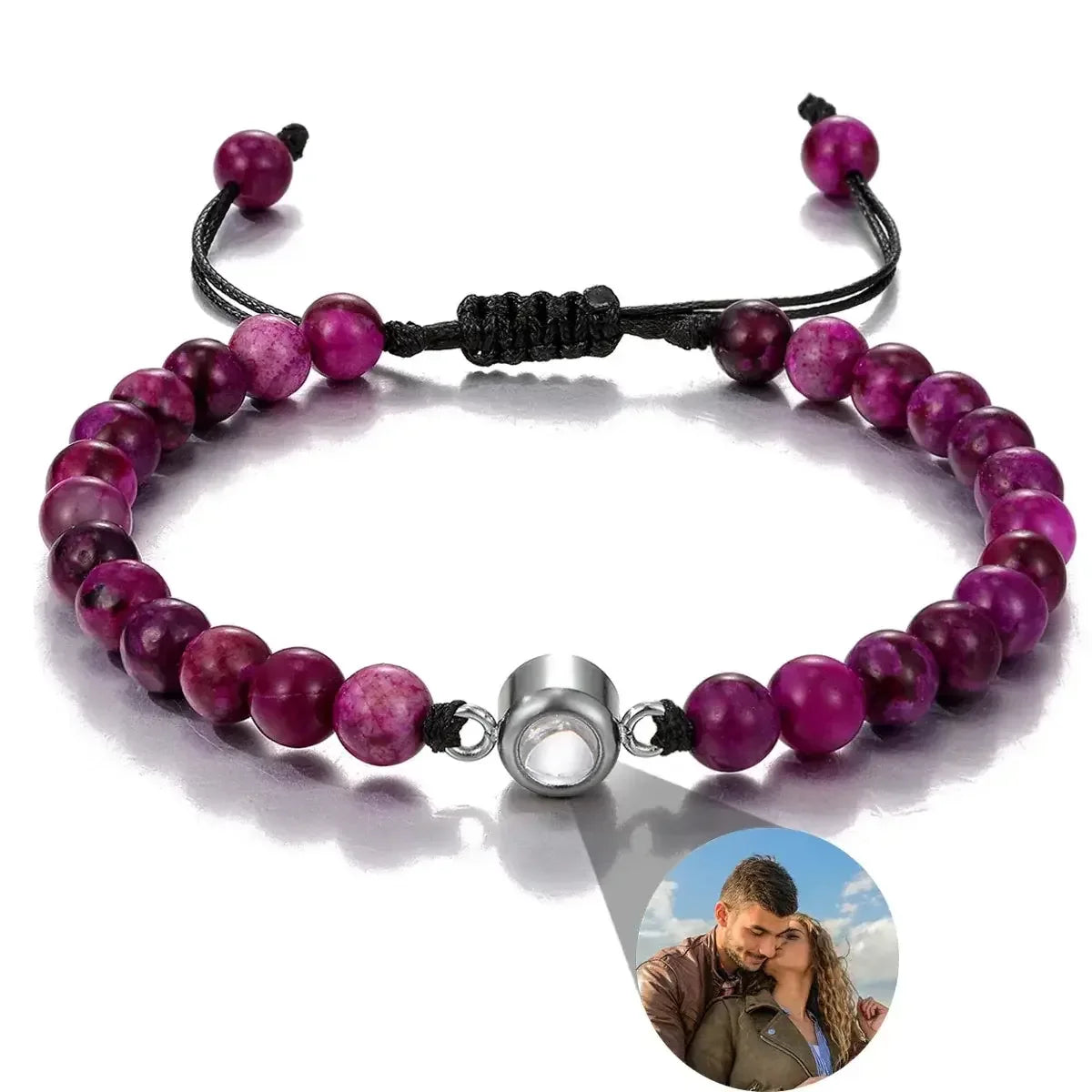 Multiple Photo Projection Bracelets Style 2 / Silver Beads / United States
