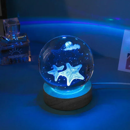 Galaxy Night Light Crystal Ball Warm Light Base / 20