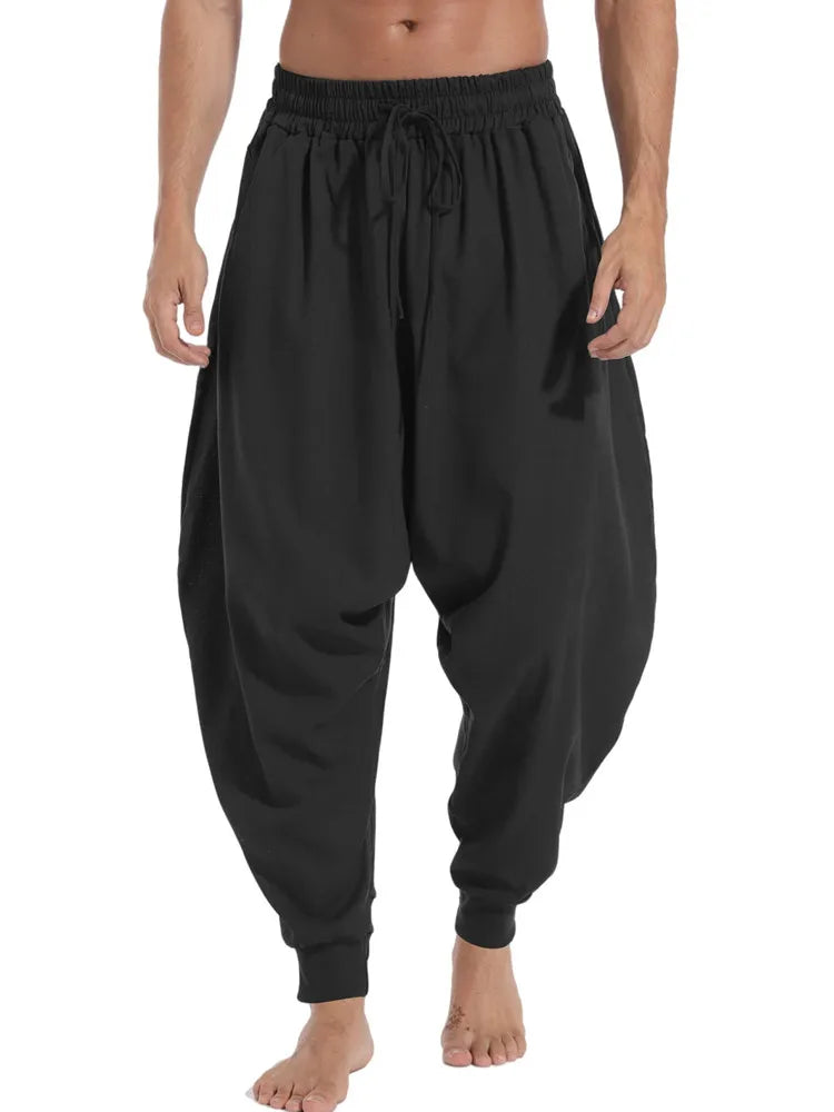 Men Casual Baggy Drawstring Genie Boho Yoga Aladdin Harem Pants