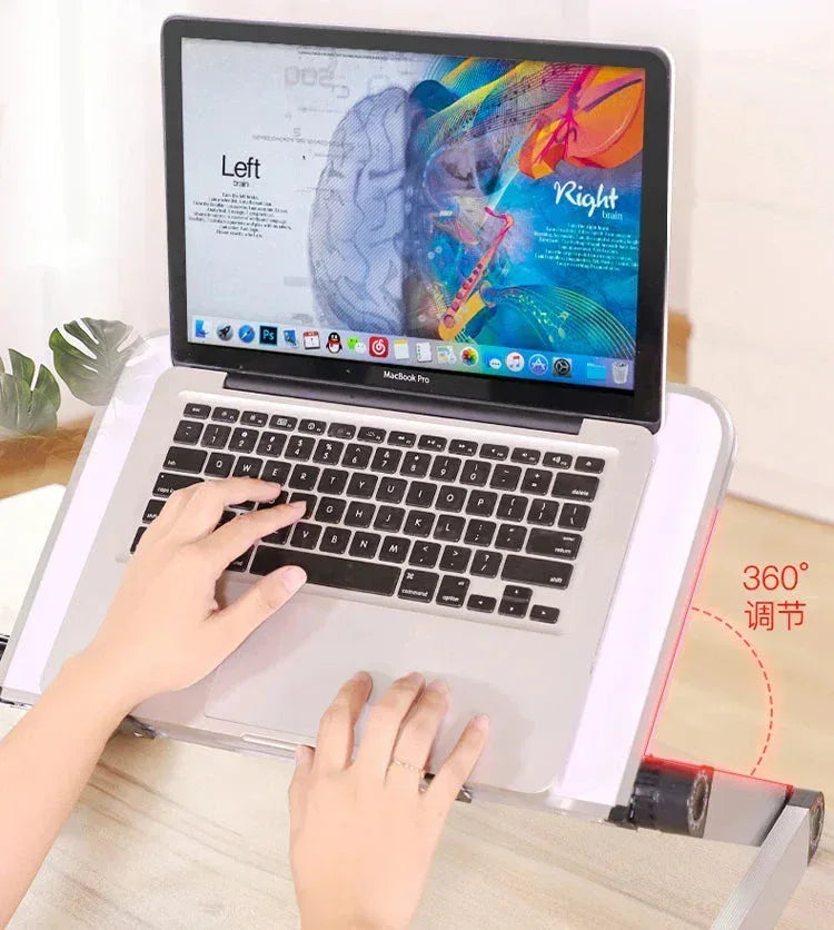 Adjustable Folding Laptop Desk White(with fan)-L