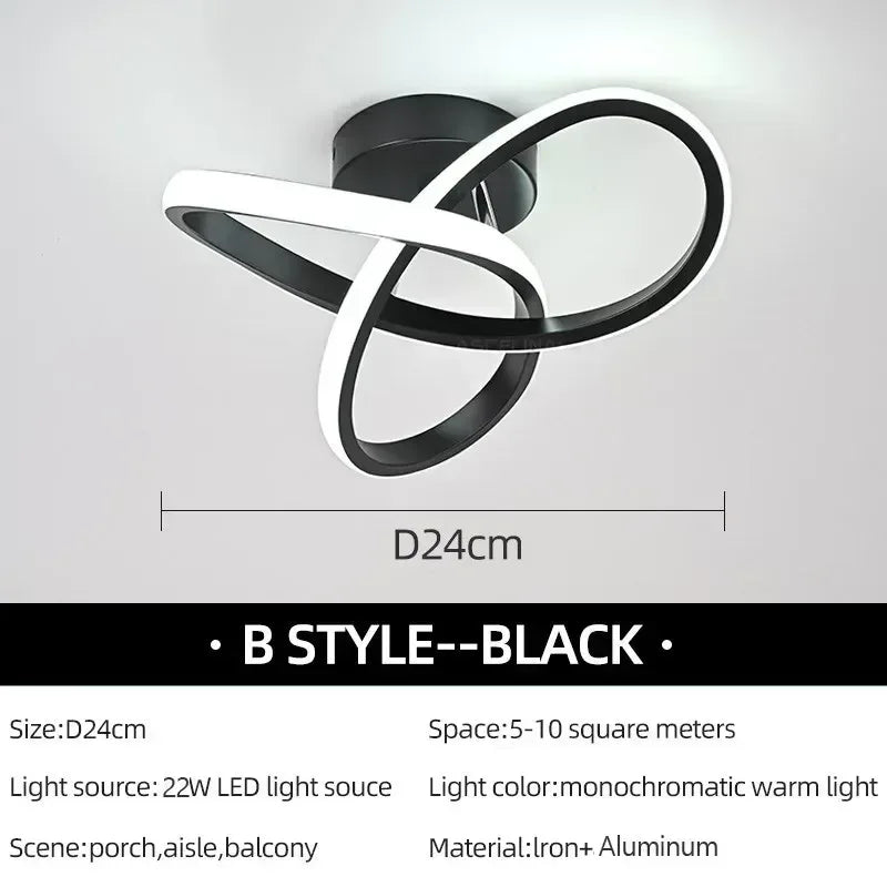Modern LED Aisle Ceiling Lights B-Black / Cool white