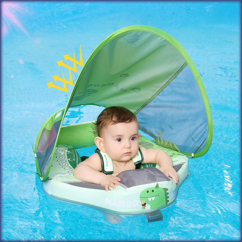 Non-Inflatable Baby Float with Canopy Waist Swimming Chest