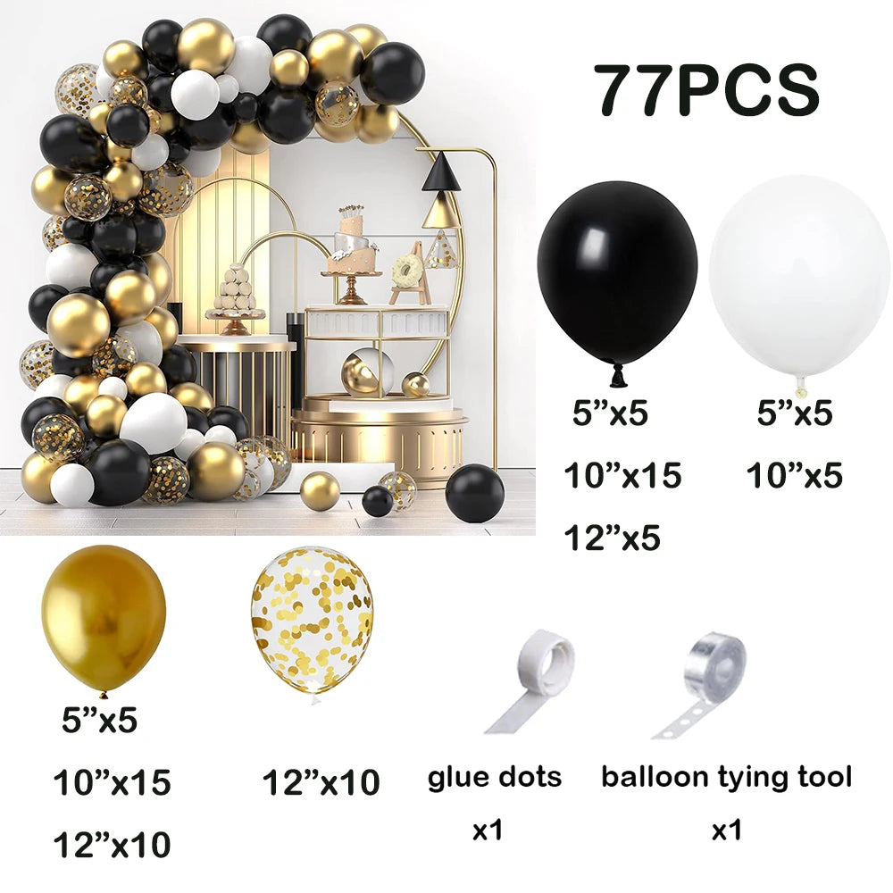 Wedding Balloon Garland Arch Kit White Gold Confetti Latex Balloons