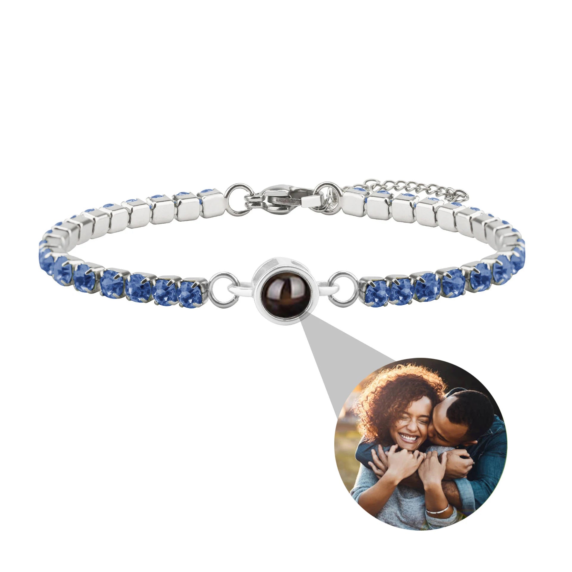 Custom Projection Photo Bracelet – personalized Zircon Chain Memory Jewelry for Women & Men