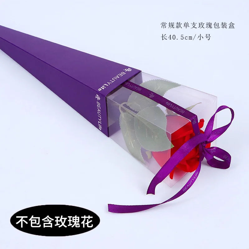 Single Rose Clear Window Box Bouquet Flower Wrapping Gift Box