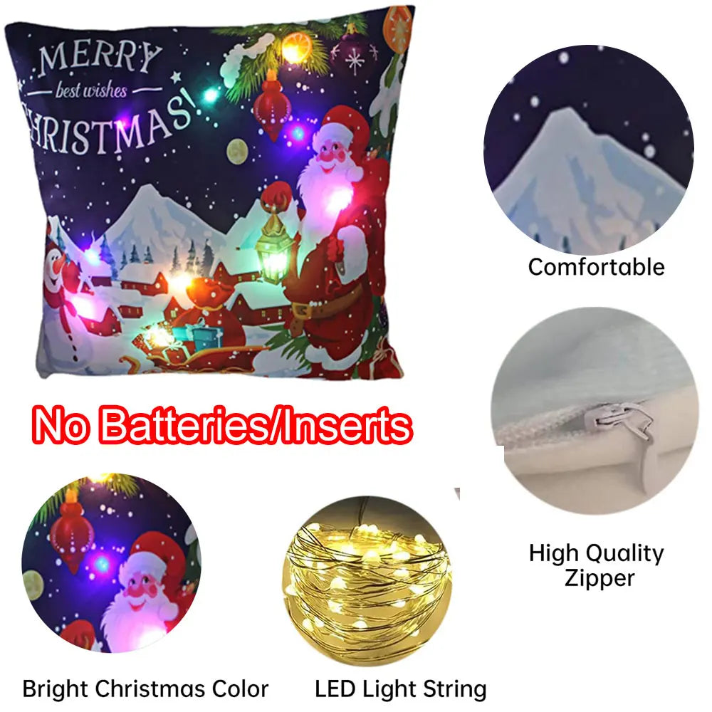 LED Glowing Christmas Pillow Covers