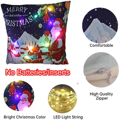 LED Glowing Christmas Pillow Covers SDJ-SET-Pillow-4 / United States