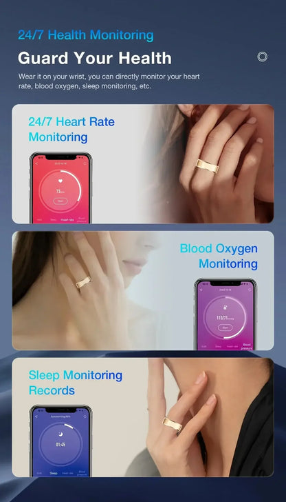 Aolon Gen3 Smart Ring Men Women Military Grade Titanium Steel Shell Waterproof Multi-sport Modes black / United States / 8