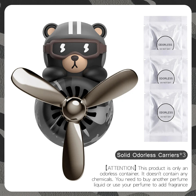 Pilot Bear Car Air Freshener with Rotating Propeller Minx