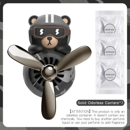 Pilot Bear Car Air Freshener with Rotating Propeller Unscent Bear Camo