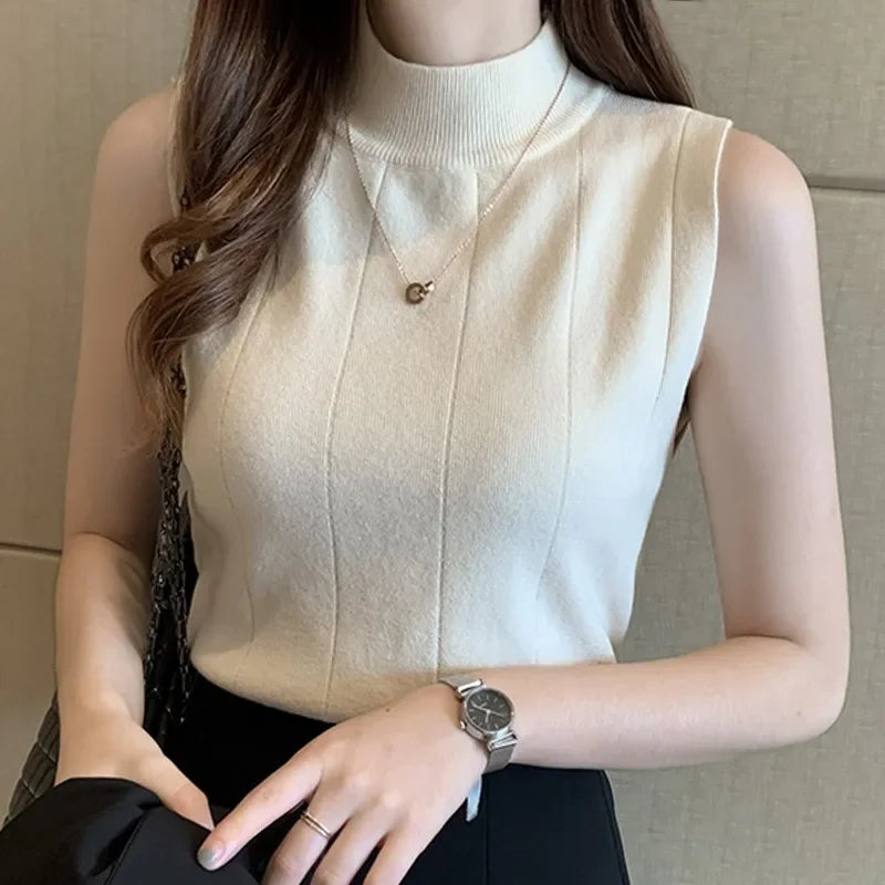 Sleeveless Knitted Blouse Shirt