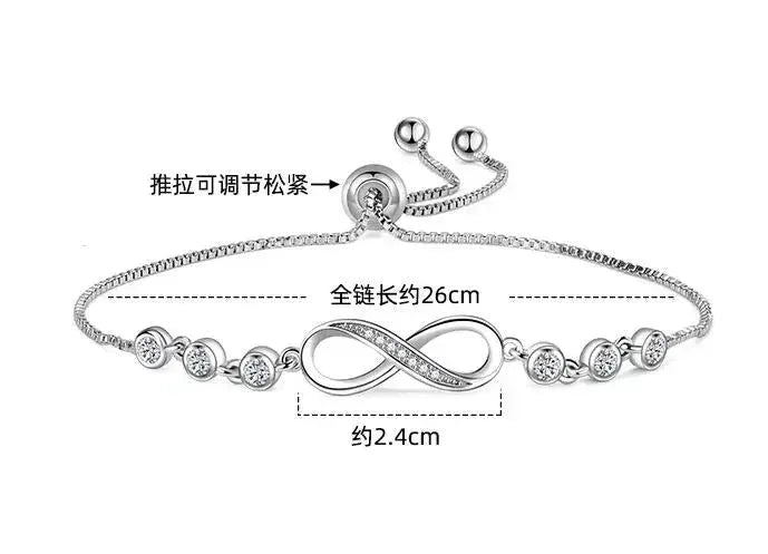 Infinite Inlaid Round Cubic Zircon Bracelet silver