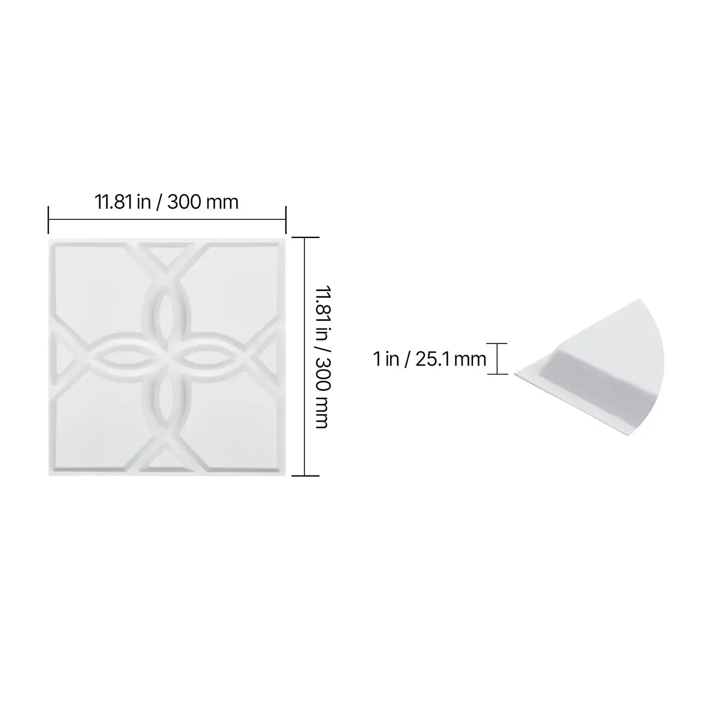 VEVOR 3D PVC Wall Panels – Modern Minimalist Diamond Design 30x30cm B / United States