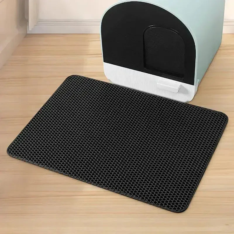 Cat Litter Mat Cat Litter Trapping Mat With Honeycomb Double Layer Washable Black / United States