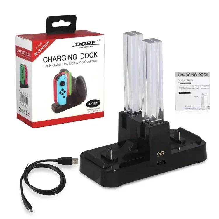 Nintend Switch 4 Controller Charger LED Indicator Charging Dock Station for Nitendo Switch Nintendo switch NS Joy-con Accessories black