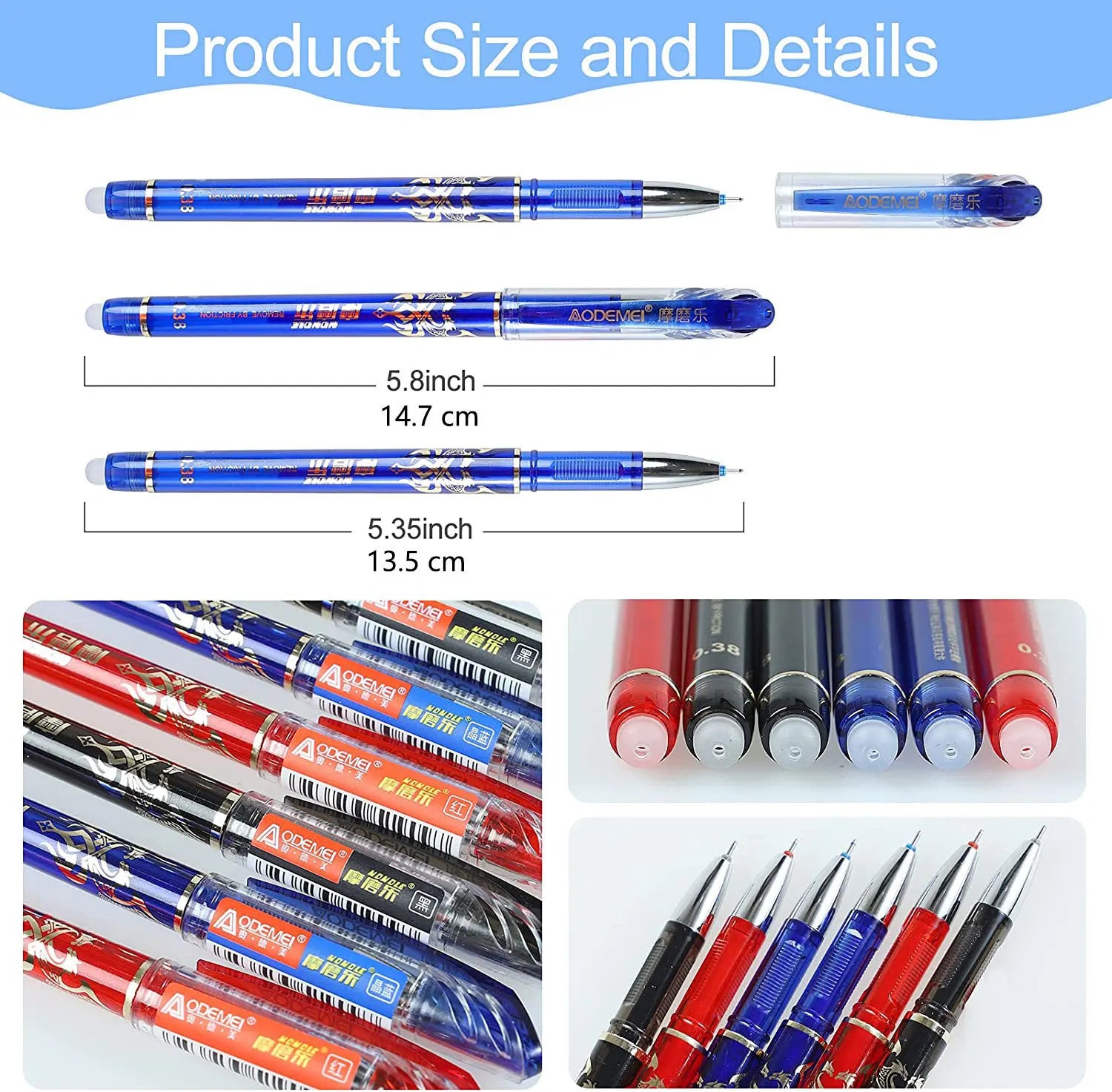 Kawaii Erasable Pens for Writing Notebooks