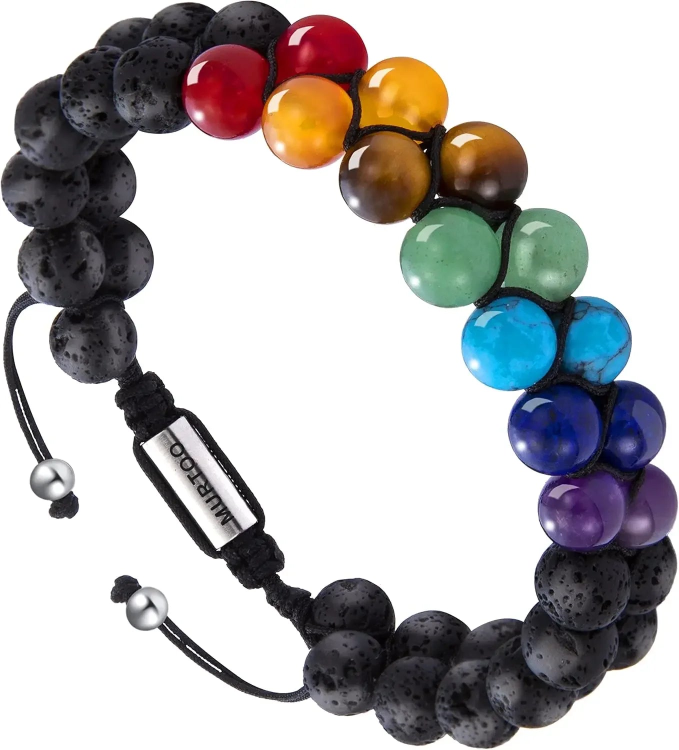 Double Layer Bead Chakra Bracelet Natural Stone Healing Jewelry for Men & Women