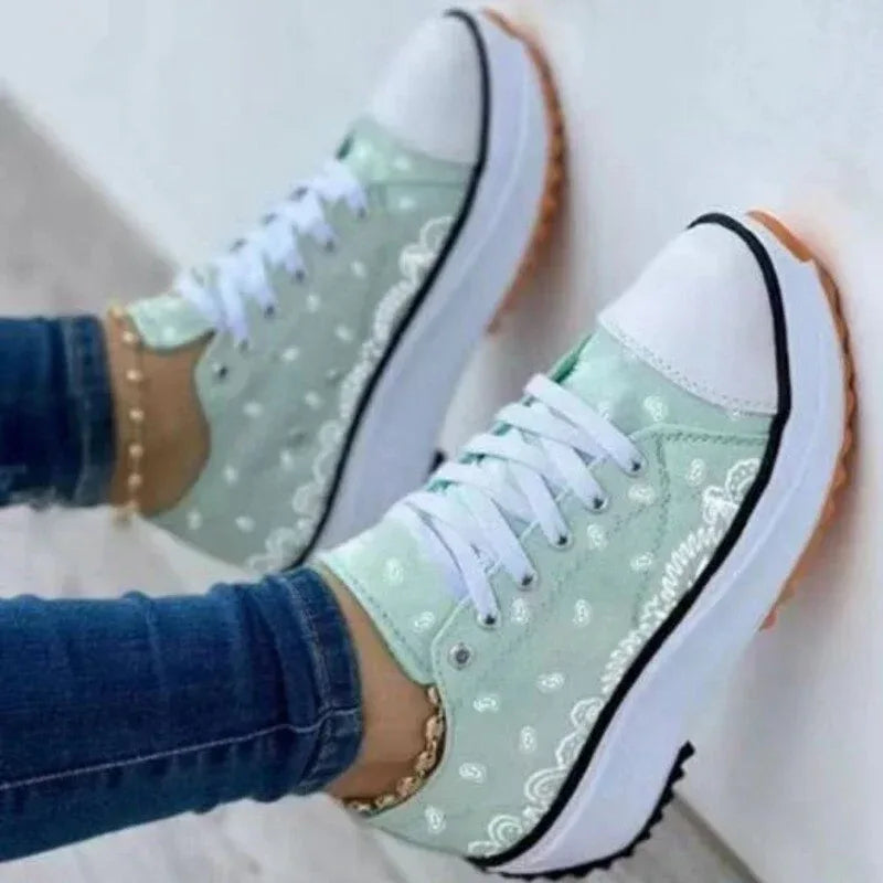 2022 Pattern Canvas Women Sneakers Casual Sport Shoes White / 5