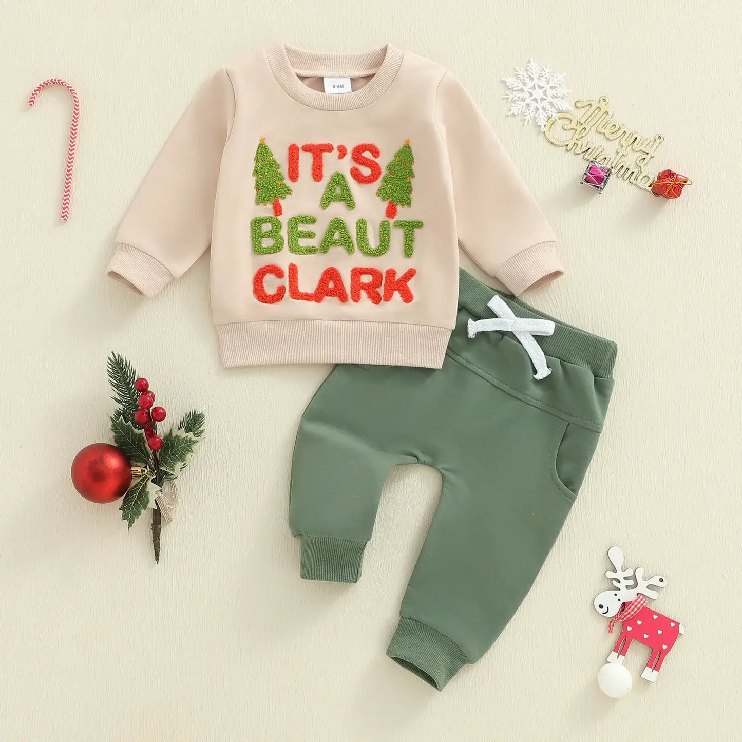 Lioraitiin Toddler Baby Boy Christmas Outfit Beige / 24M / United States