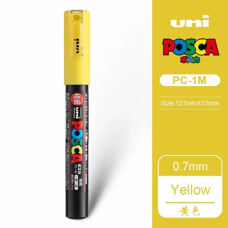 1 UNI Ball POSCA PC-1M Marker Pen POP Poster Yellow