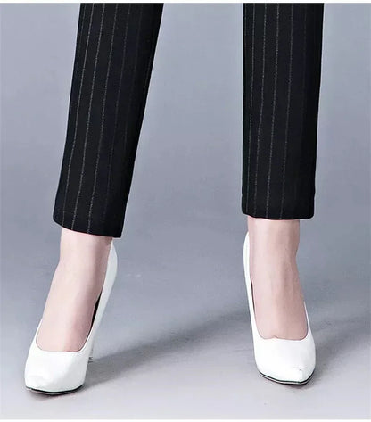 Elastic Waist Casual Straight Pants Black / M