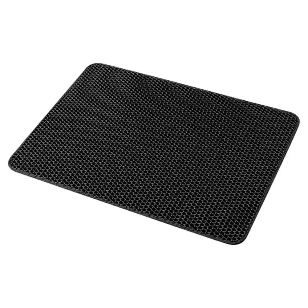 Cat Litter Mat Cat Litter Trapping Mat With Honeycomb Double Layer Washable Black / United States