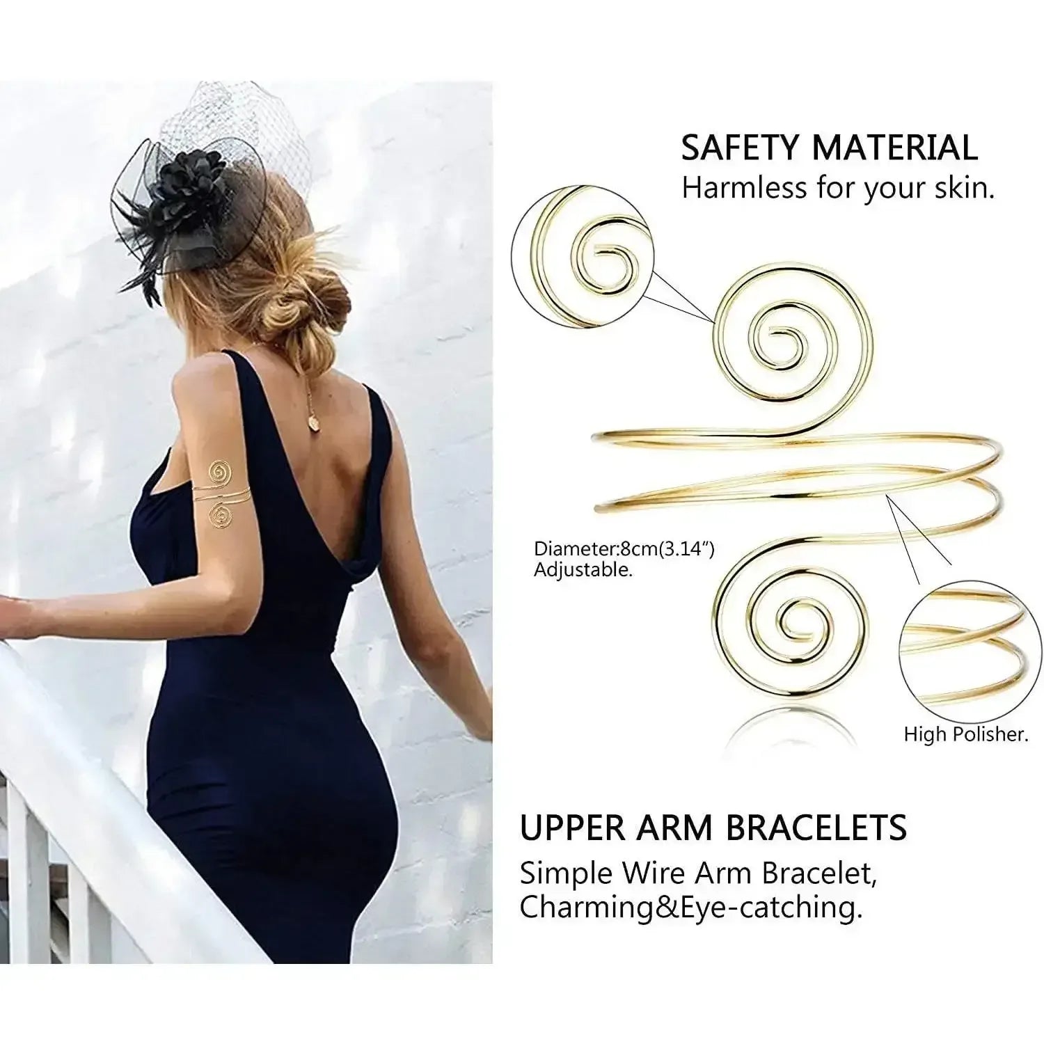 3 Pieces Upper Arm Bracelet – Coil Filigree Swirl Leaf Armband Cuff United States / Color A silver-tone