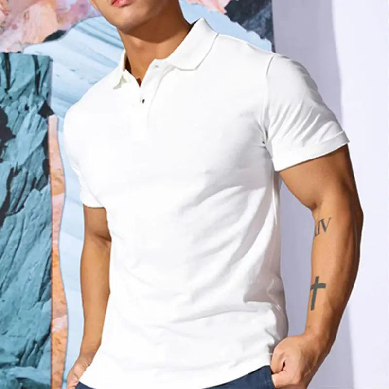 Summer New Sports Fitness Men Polo Shirt