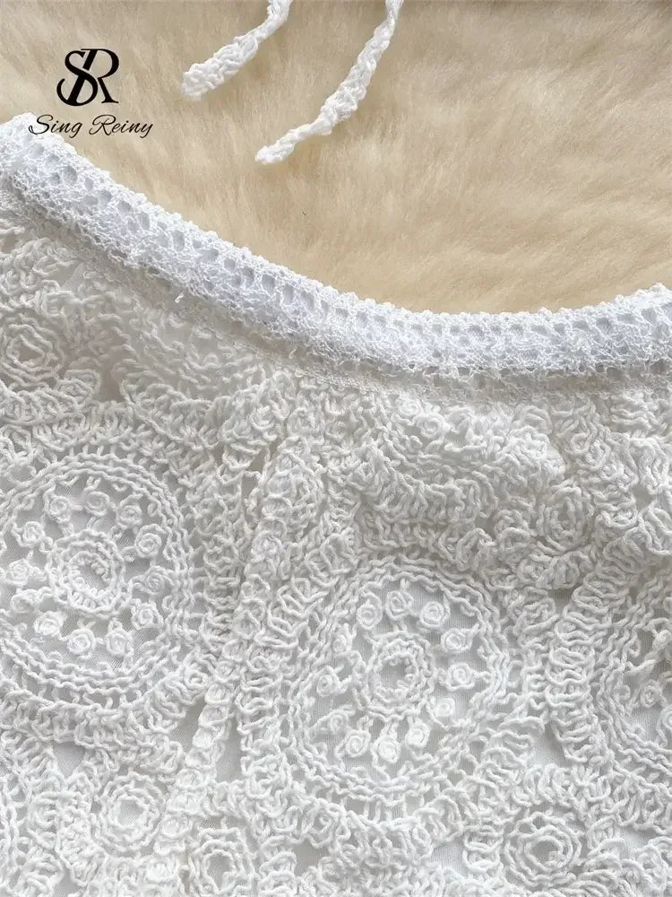 Knitted Two-Piece Beachwear Set apricot / One Size