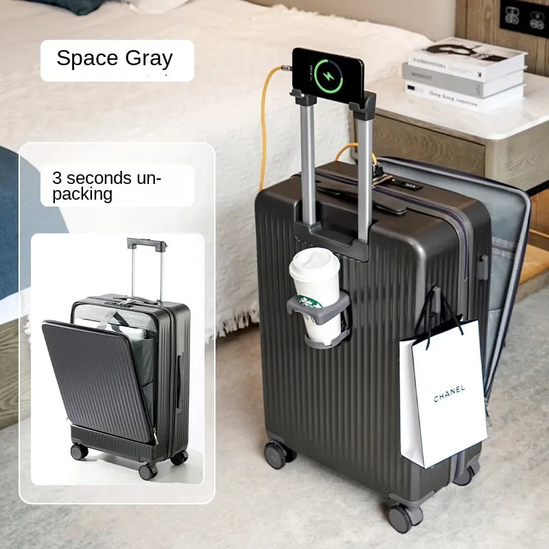 Multifunctional Password Lock Travel Suitcases with Wheels