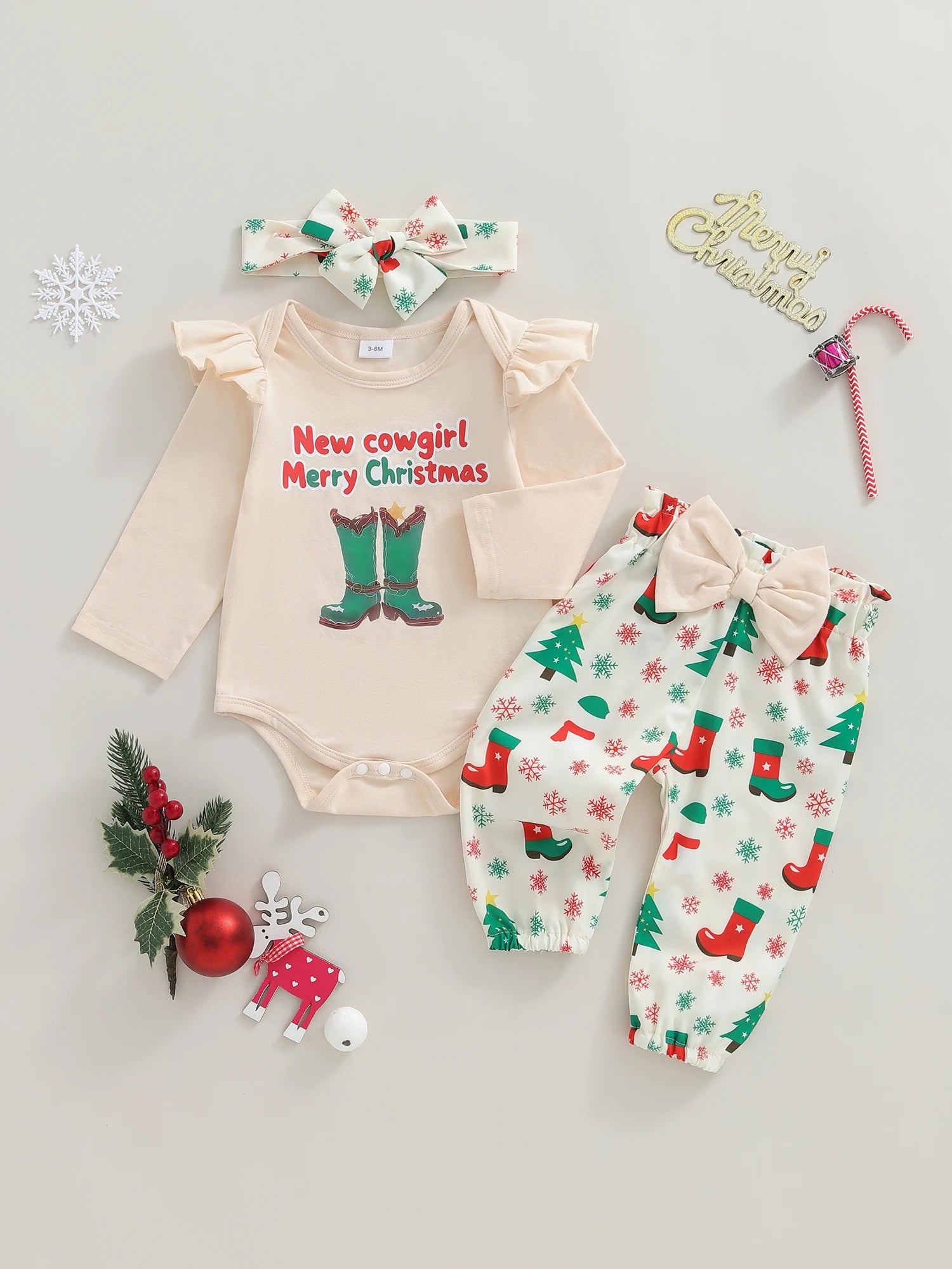 Christmas Baby Girl 3-Piece Outfit