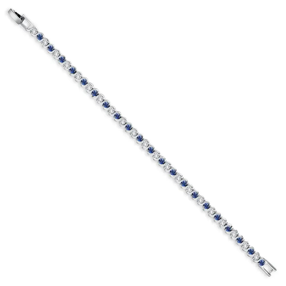 Shopminx Sterling Silver Sapphire Tennis Bracelet for Women Silver / United States