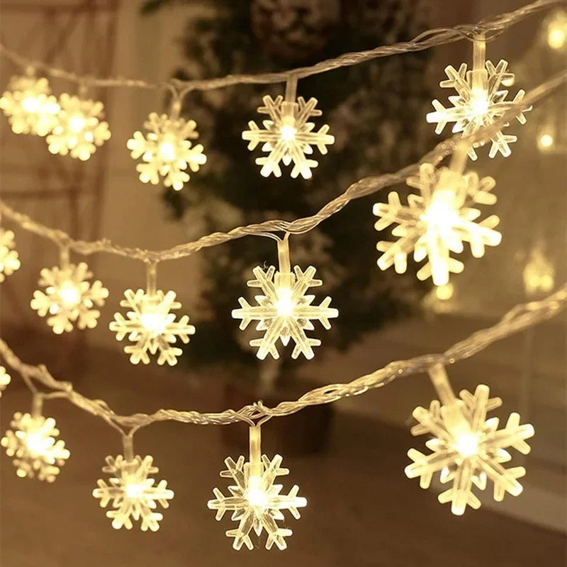 Snowflake String Fairy Lights – 10 LED Christmas Garland for Tree & Home Décor