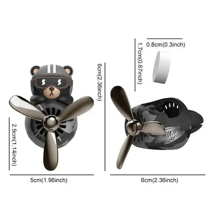 Pilot Bear Car Air Freshener with Rotating Propeller Unscent Bear Camo