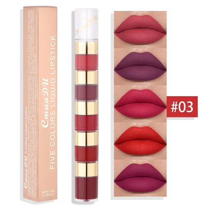 5 In 1 Matte Lipstick Kit Combo Strip 03