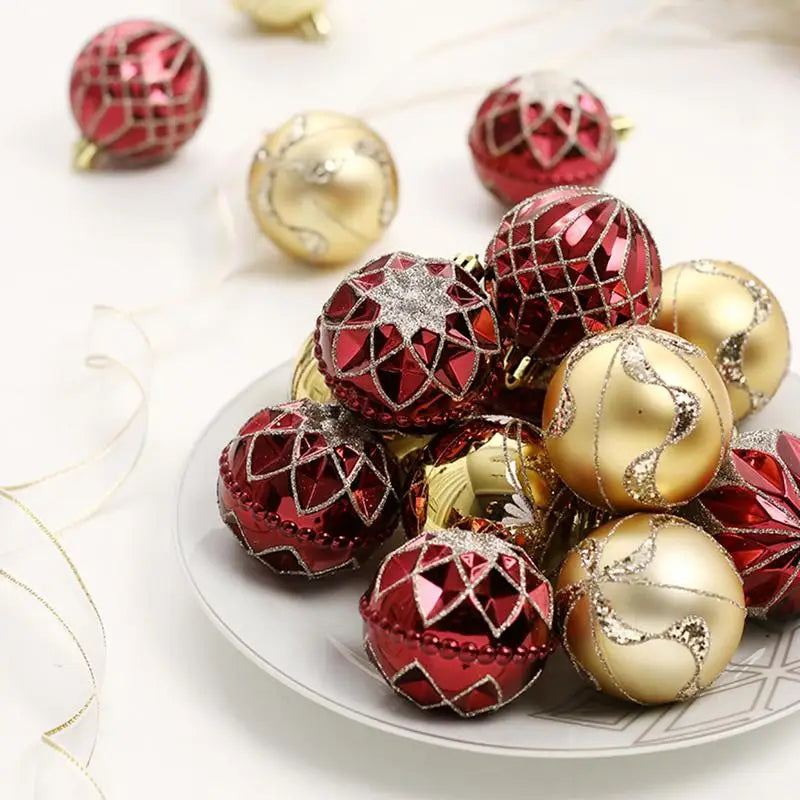 16PCS Painted Christmas Tree Balls – Colorful Holiday Ornaments