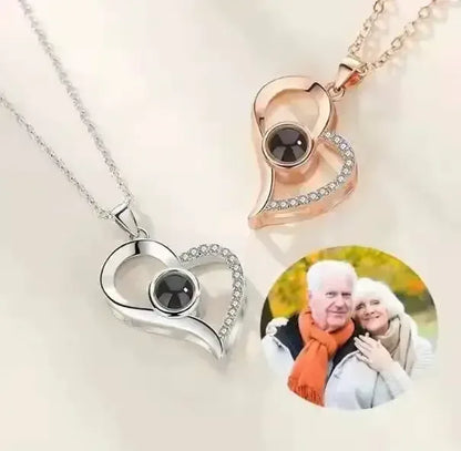 Custom Heart Projection Necklace – Personalized Photo Memory Gift Style 3 / Picture color / United States