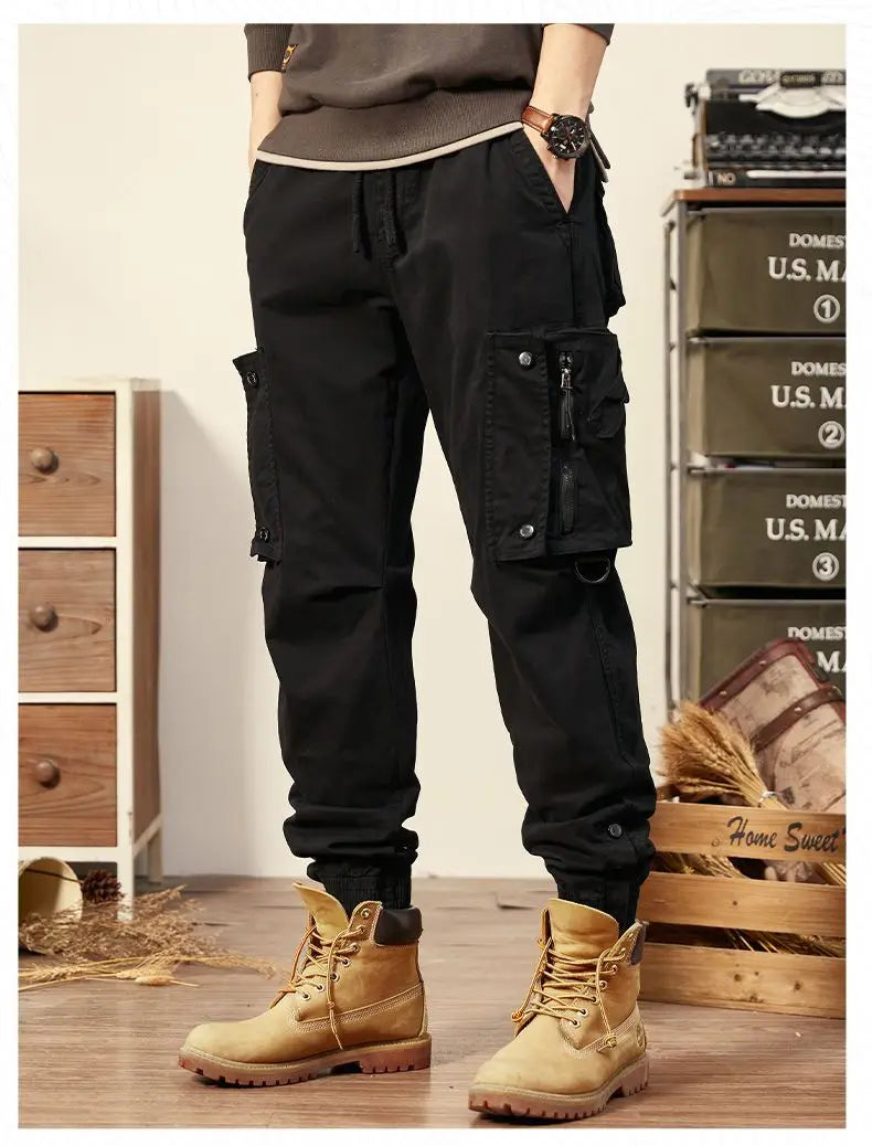 Mens Cargo Pants Multi Pocket Khaki Trousers