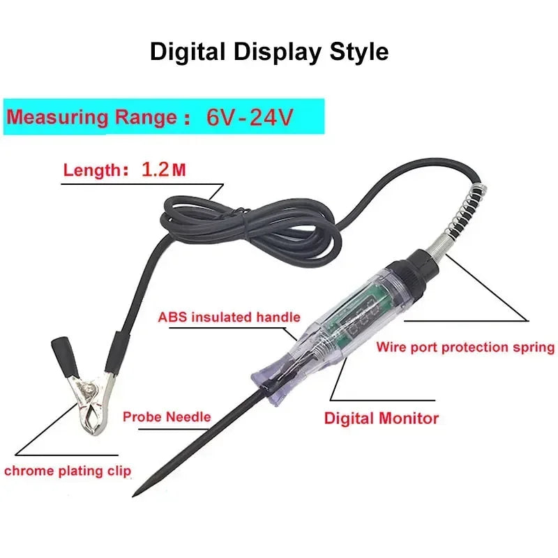 Universal Digital Display Car Truck Voltage Circuit Tester Circuit Tester Black