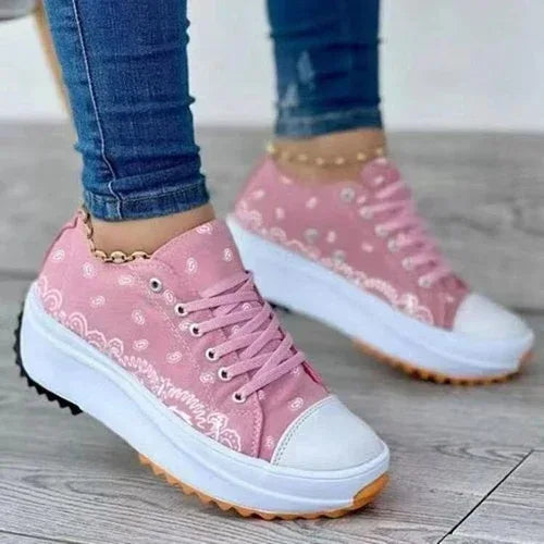 2022 Pattern Canvas Women Sneakers Casual Sport Shoes Pink / 9