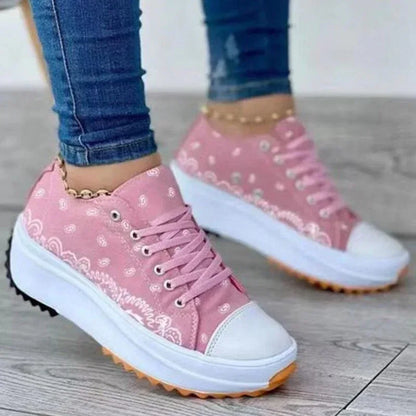 2022 Pattern Canvas Women Sneakers Casual Sport Shoes White / 5