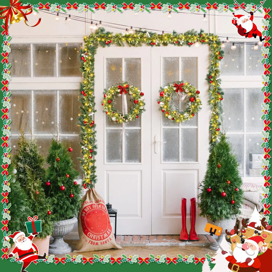9.2ft Flocked Christmas Garland with Lights – Indoor & Outdoor Decor