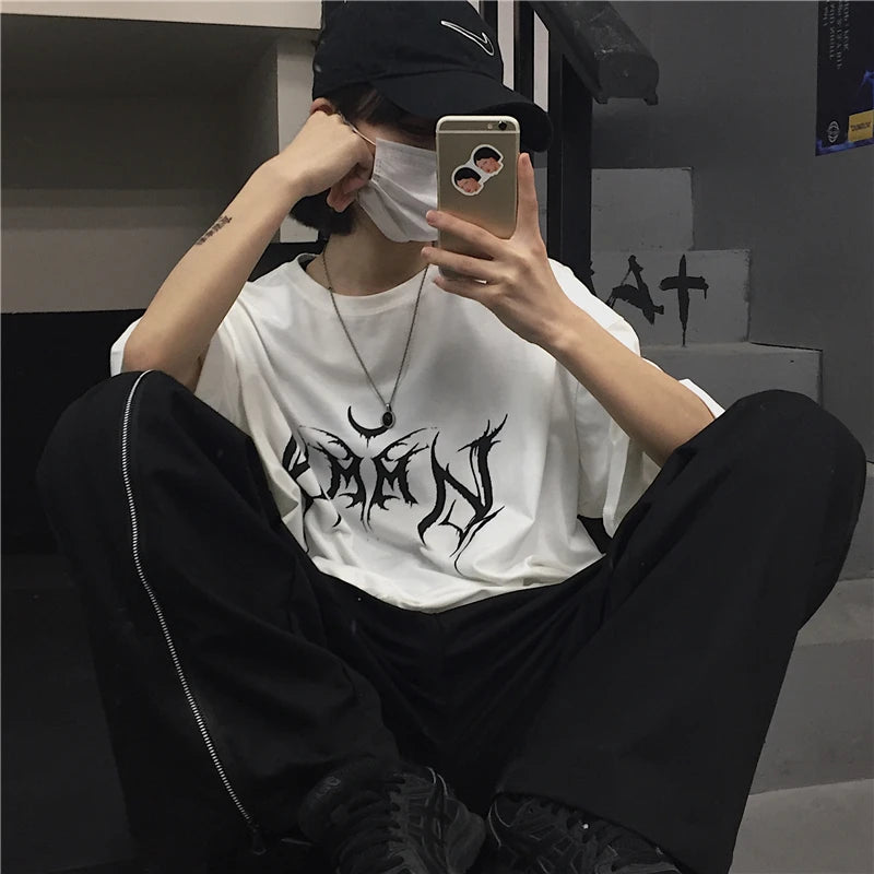 Women's T-shirt Hip-Hop Loose Punk Letter Printing