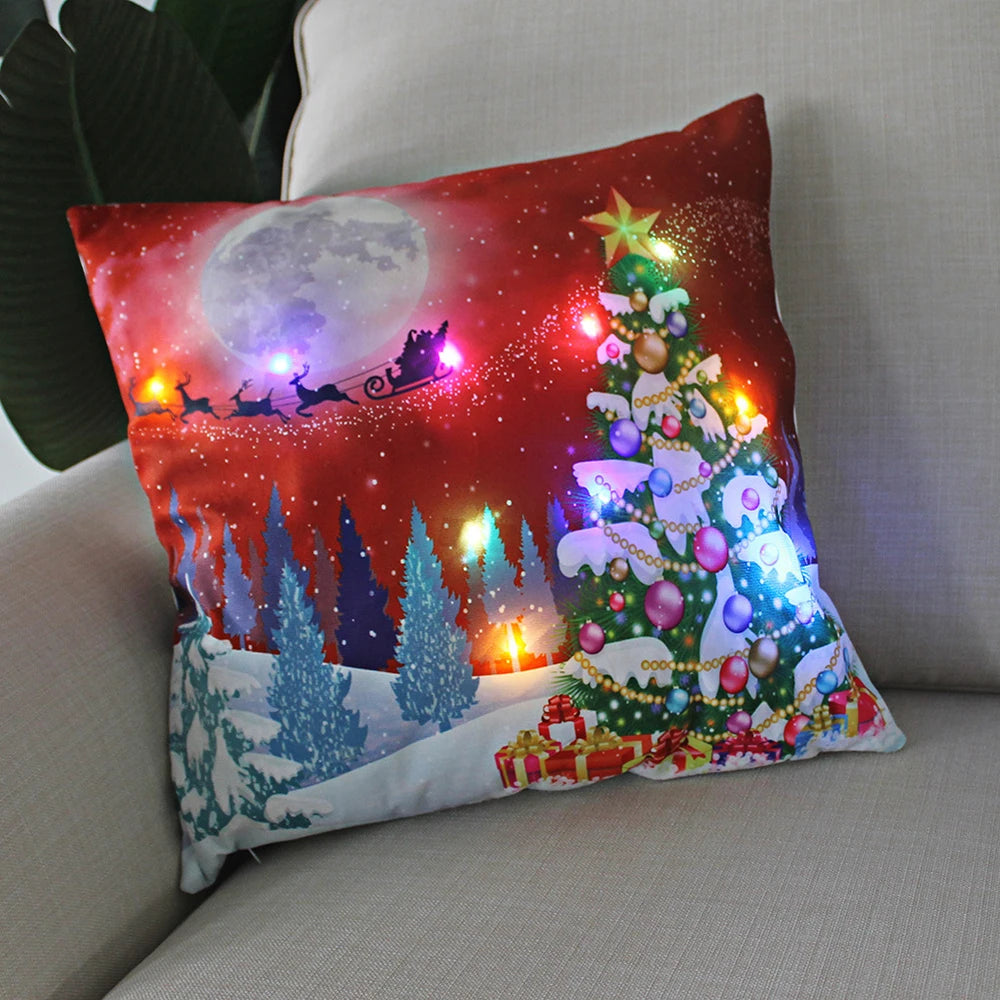 LED Glowing Christmas Pillow Covers
