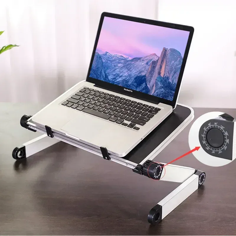 Adjustable Folding Laptop Desk White(with fan)-L
