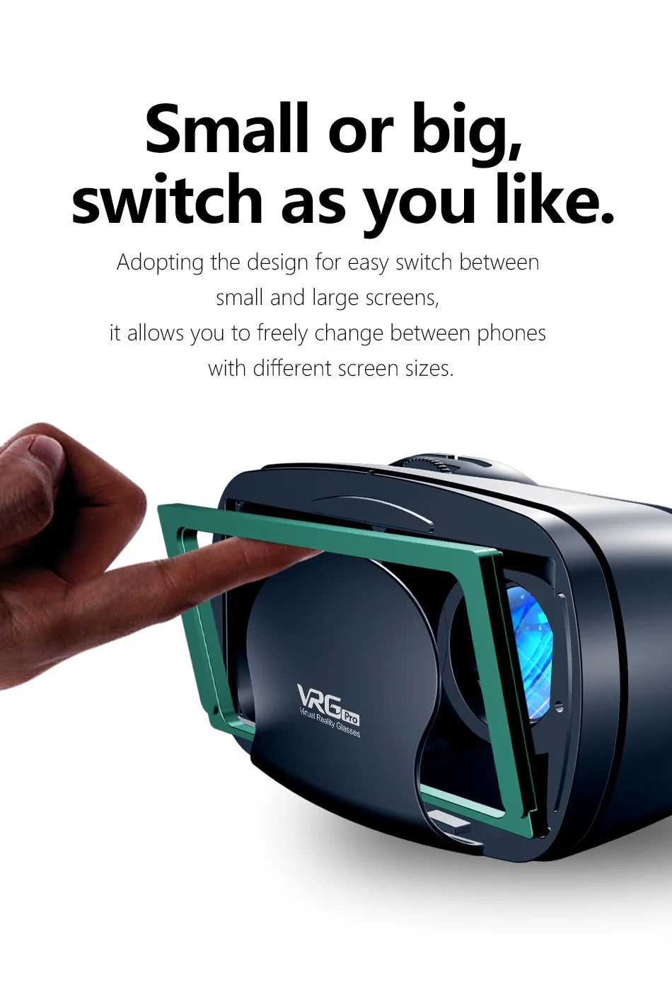 VRG Pro 3D VR Headset with Adjustable Lenses – Immersive Smart Glasses for 3.5–7” Smartphone