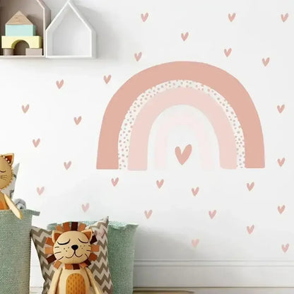 Love Heart Rainbow Wall Stickers – Boho PVC Decals for Kids Room 02 / United States